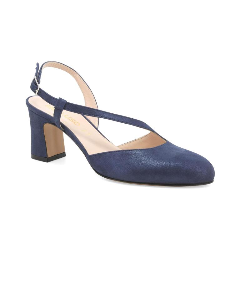 MELLUSO X517 abyss blu scarpe donna decolletè sandalo punta chiusa cinturino camoscio