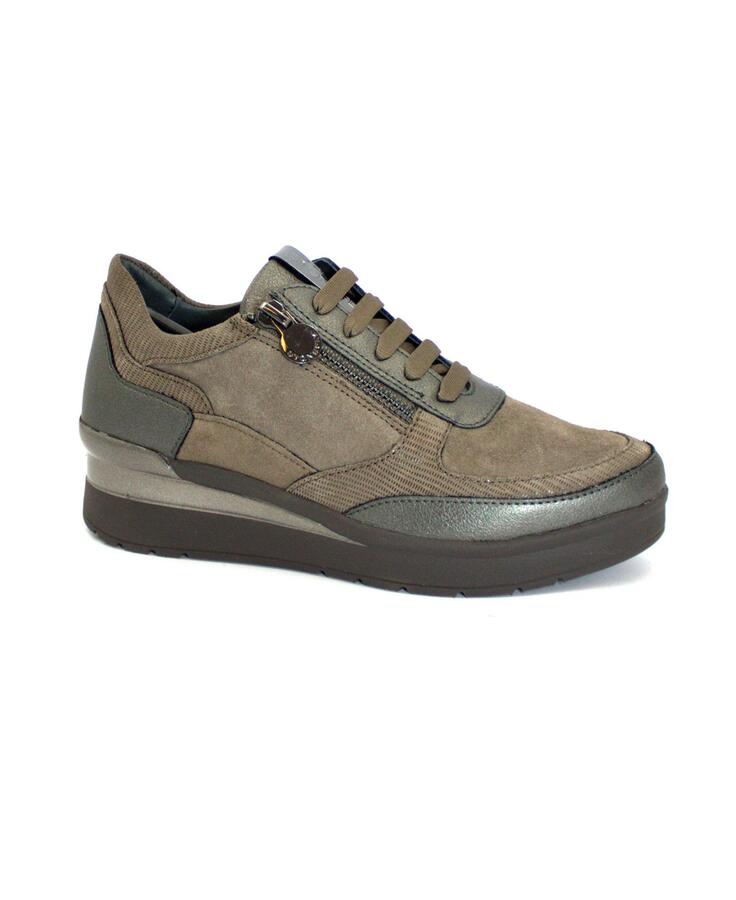 STONEFLY 220679 gray grigio scarpe donna sneakers lacci zip pelle