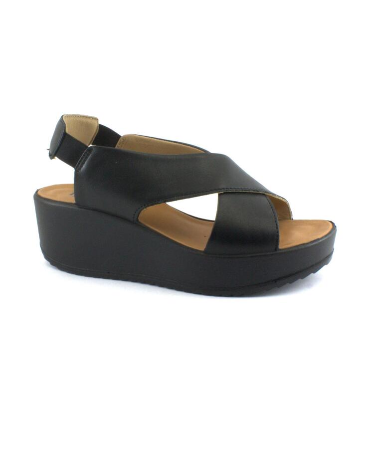 IGI&CO 3667200 nero scarpe donna sandali pelle elastico incrocio zeppa