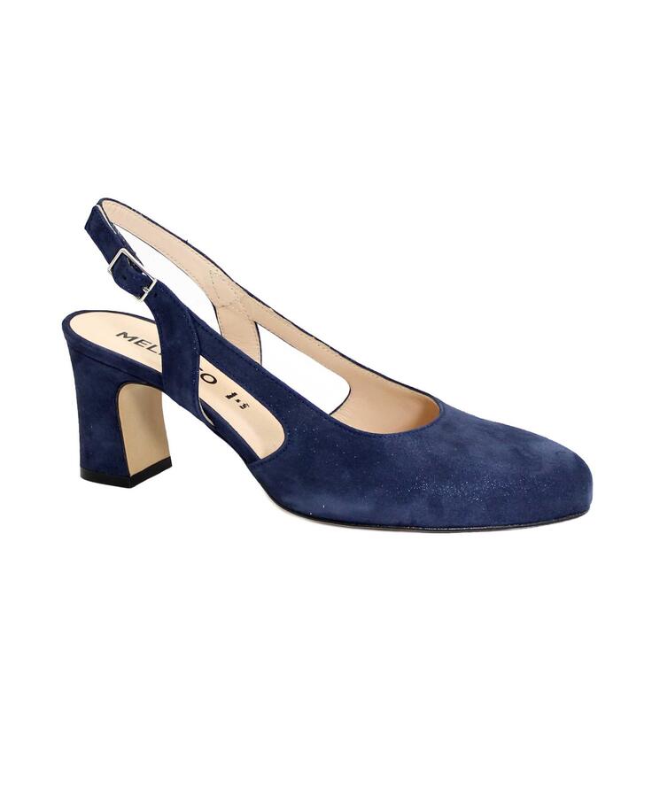 MELLUSO X518W abyss blu scarpe donna decolletè sandalo cinturino tacco camoscio glitter