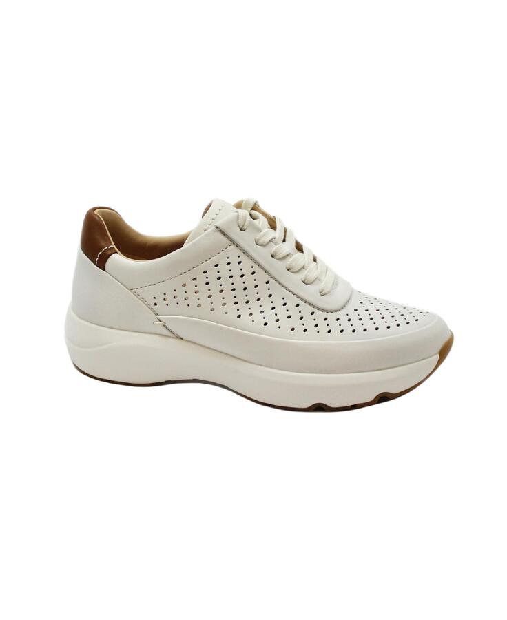 CLARKS TIVOLI GRACE white bianco scarpe donna sneakers pelle lacci forata