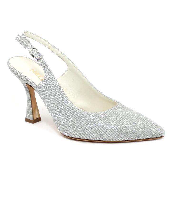 MELLUSO E164W argento scarpe donna glitter decolletè sandalo punta chiusa