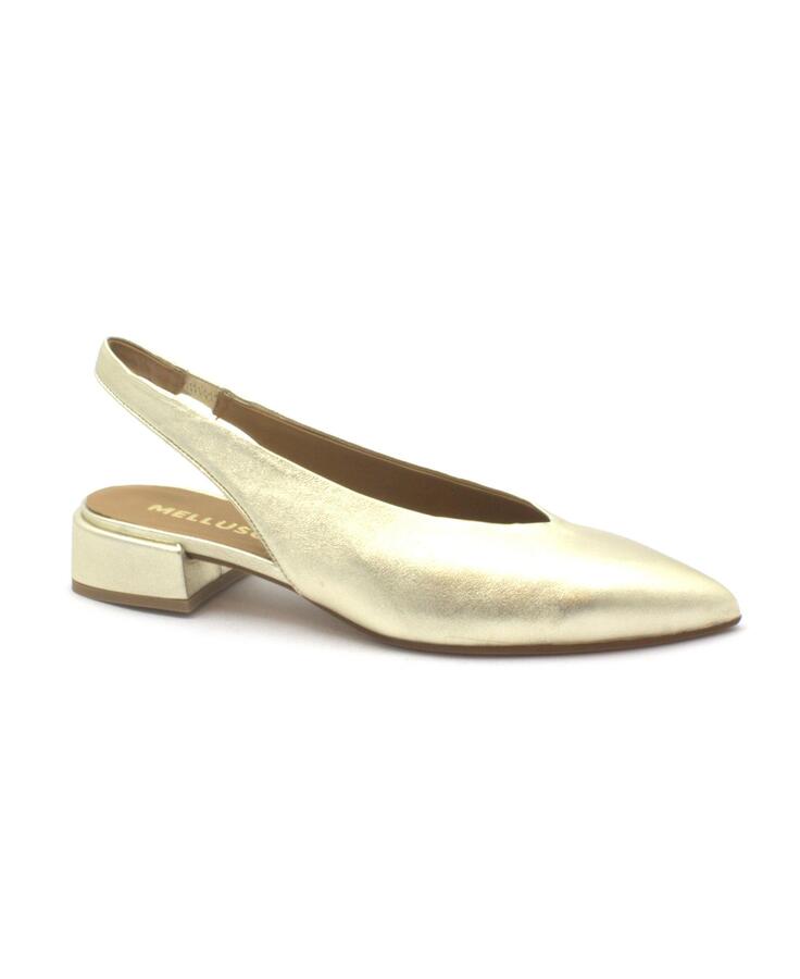 MELLUSO D156D platino oro scarpe donna ballerina punta tallone aperto elastico pelle