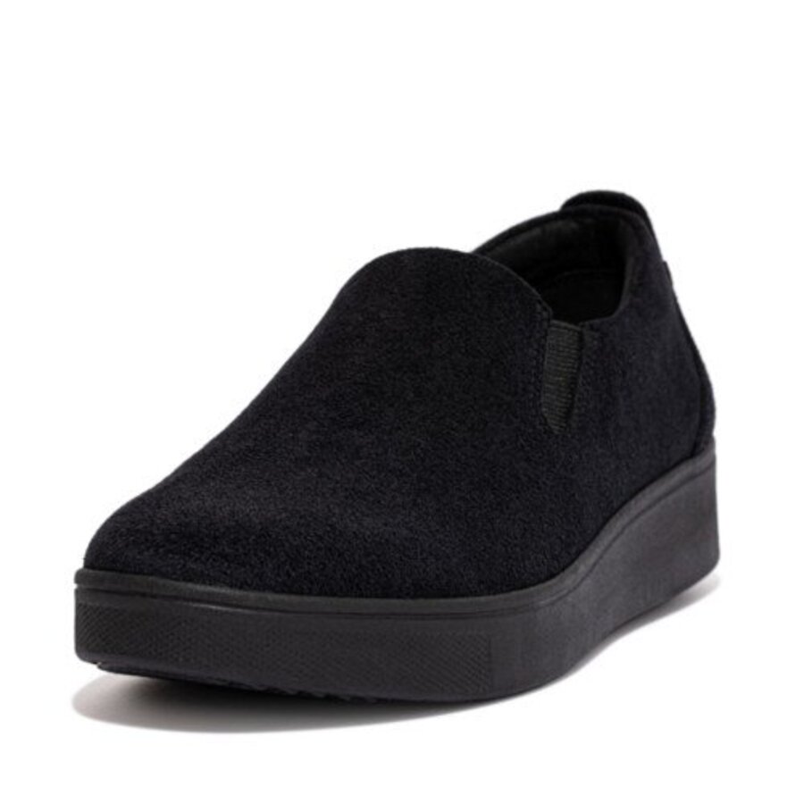 FitFlop RALLY II SUEDE SLIP-ON SNEAKERS ALL BLACK (size: 36)