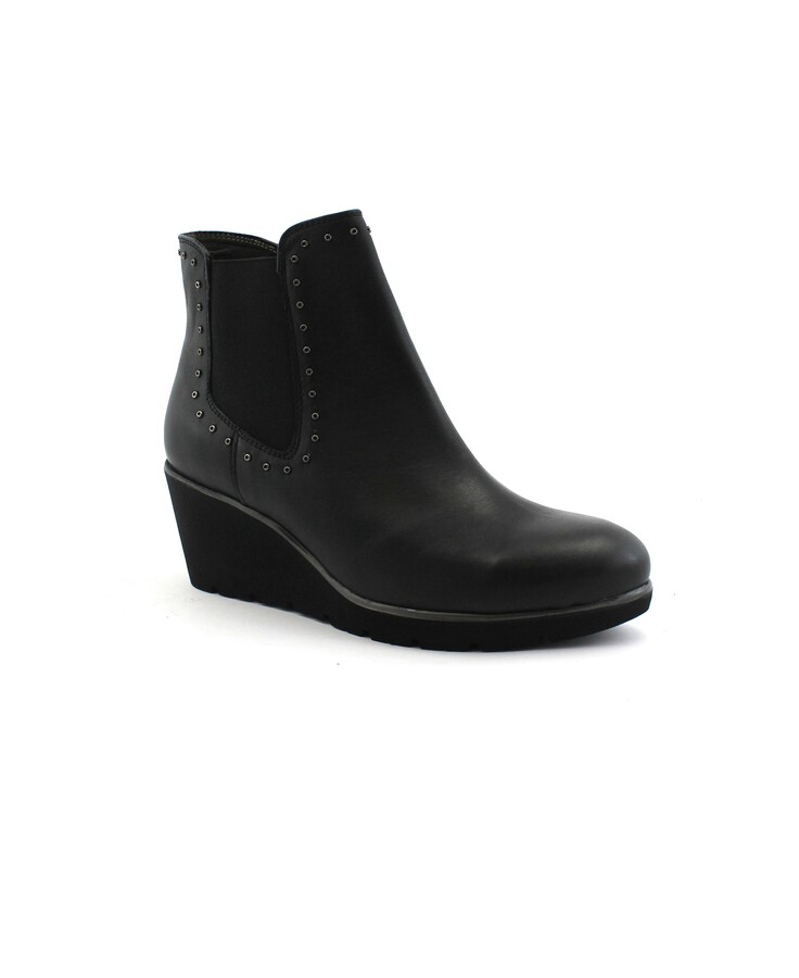 MELLUSO R45107 nero scarpe donna stivaletti pelle zeppa zip light borchiette