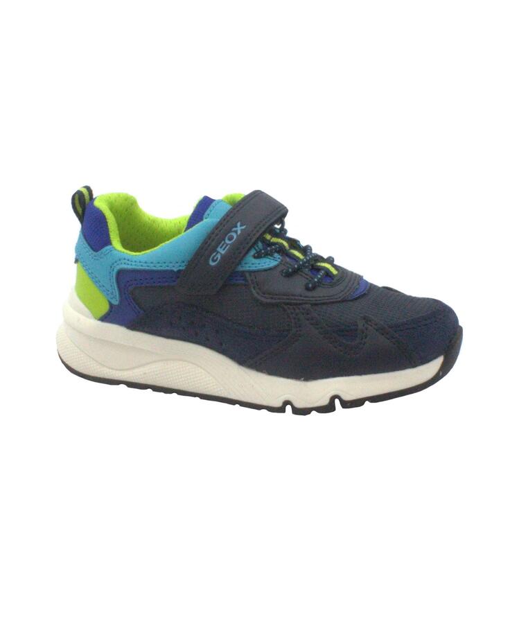 GEOX J26H0C 28/35 navy lime blu scarpe bambino sneakers strappi pelle traspiranti