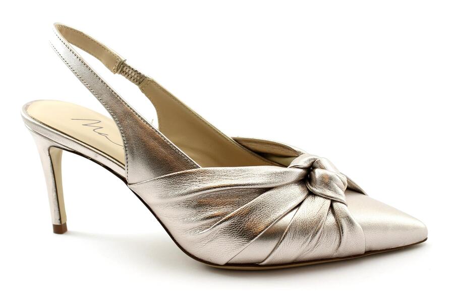 MALU' 3735 platino oro scarpe sandalo donna tallone aperto punta chiusa pelle