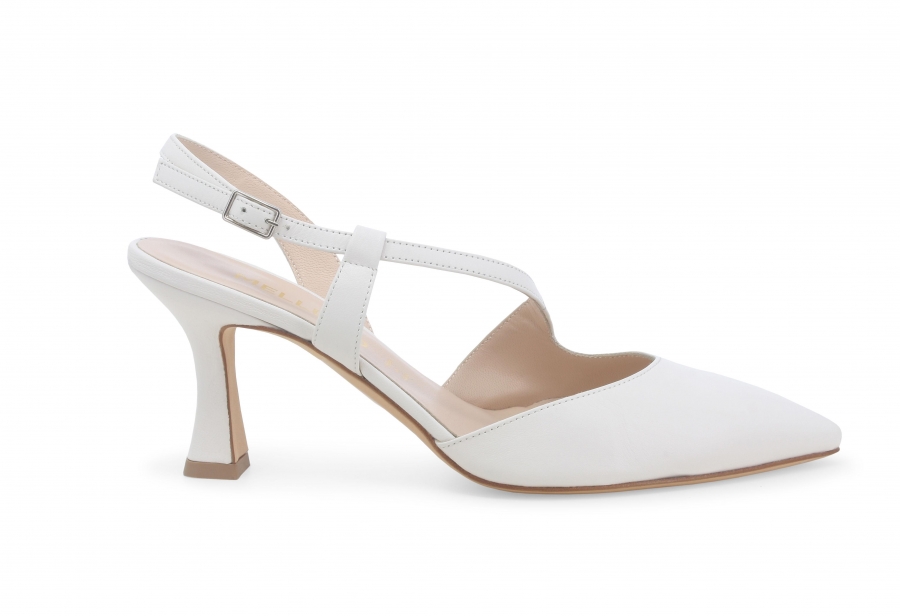 Décolleté donna slingback in pelle bianco e1634zv