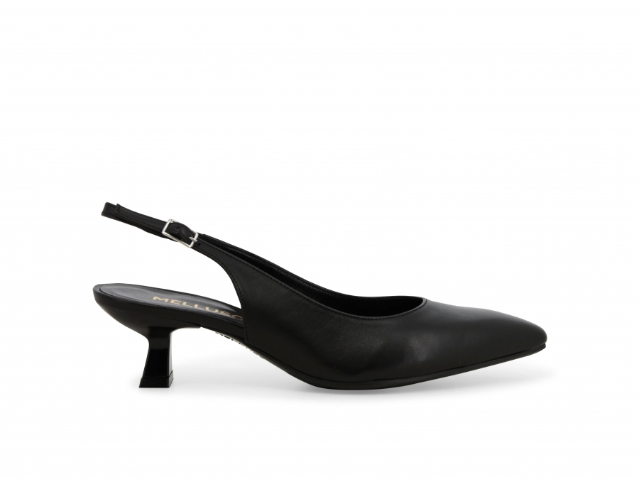Décolleté donna slingback in pelle nero d201