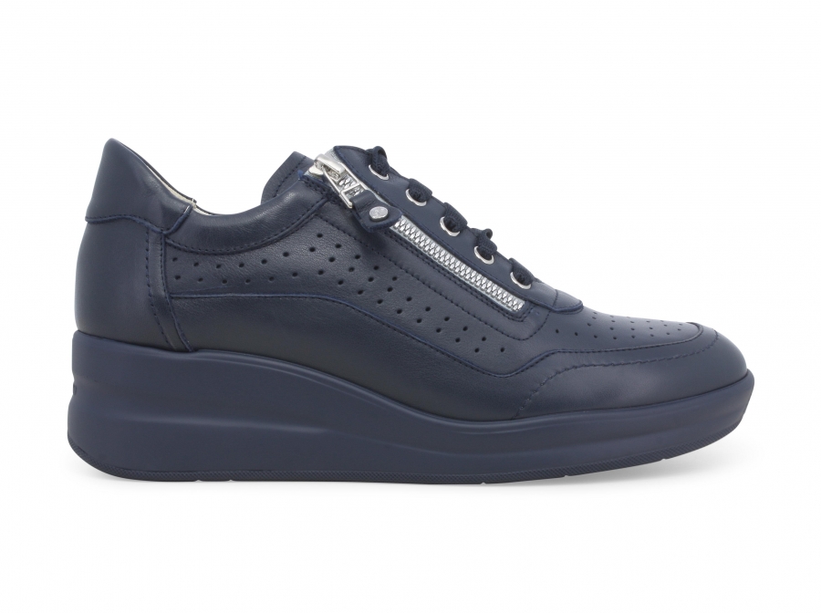 Sneakers donna in pelle blu denim r20250z