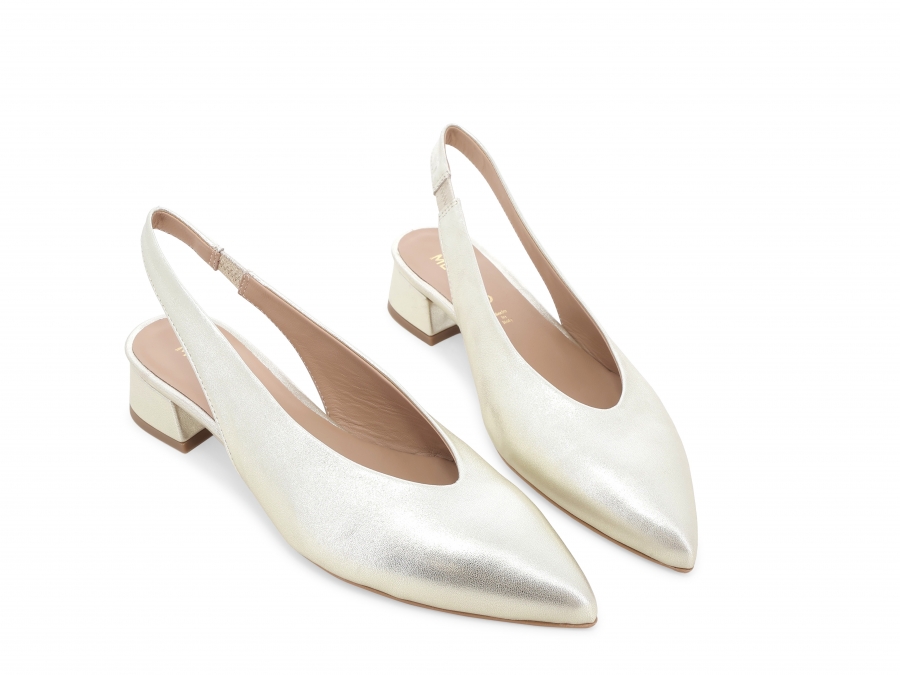 Dècolletè donna con cinturino in pelle platino d156z