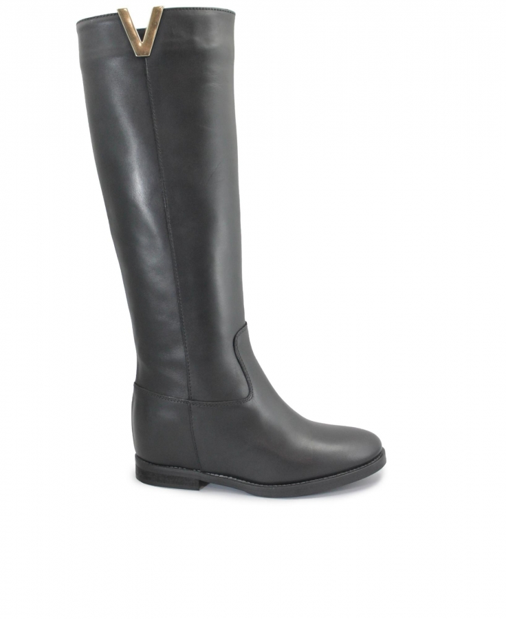 ANIMA IV337 nero scarpe stivale donna tubolare pelle