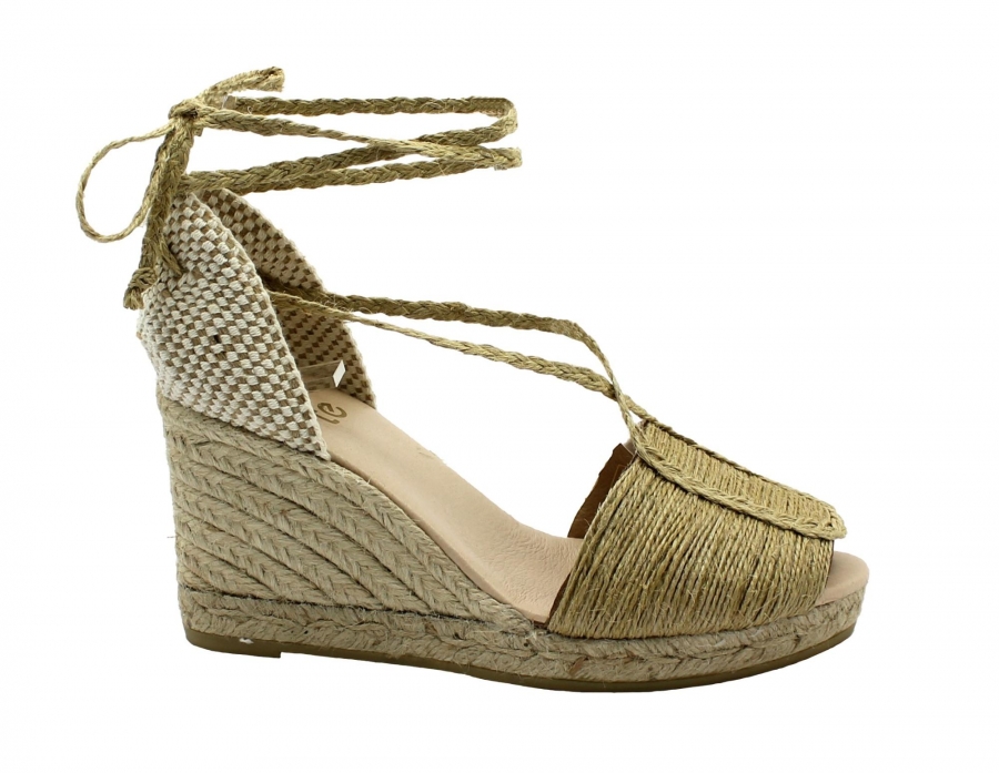 SUYUTE 6716 natural beige scarpe sandali donna zeppa corda laccio espadrillas