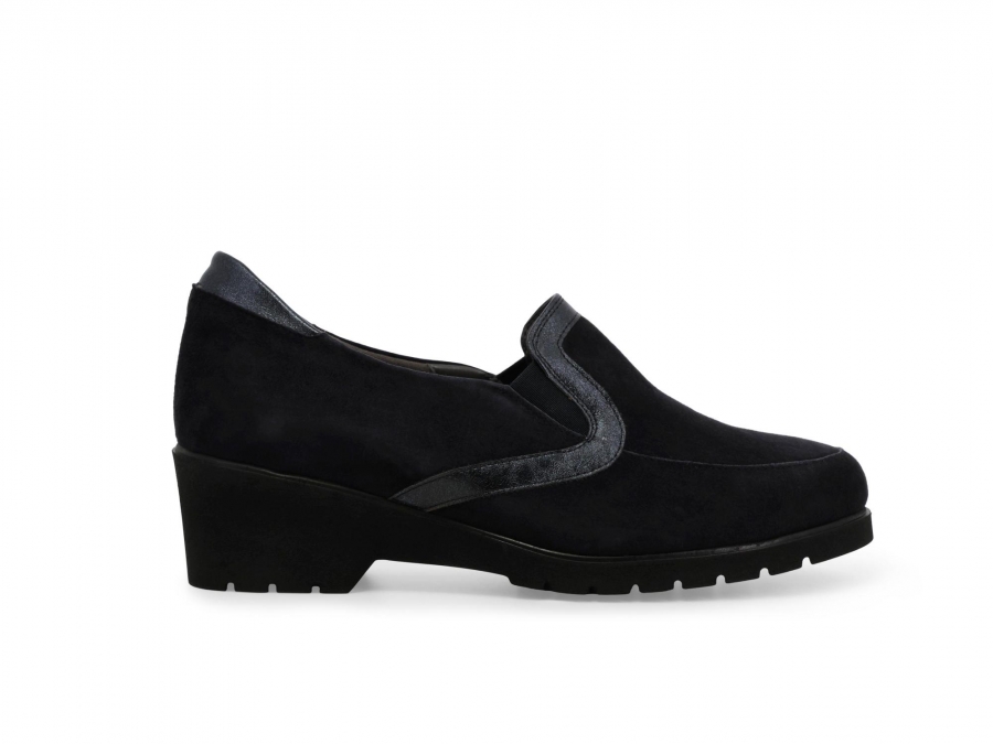 Mocassino donna in camoscio blu notte r35727z