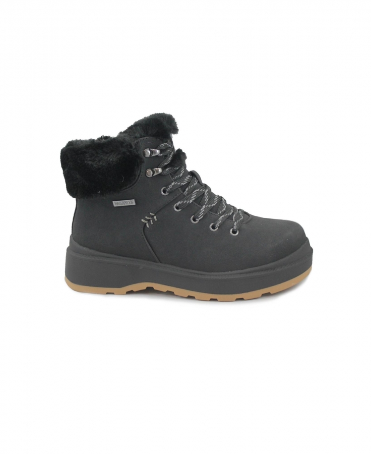 SKECHERS 168087 PARK CITY BLACK scarpe donna scarponcino lacci zip doposci waterproof