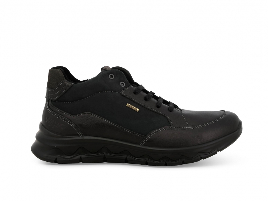 Stivaletto uomo in pelle nero antipioggia u15535z