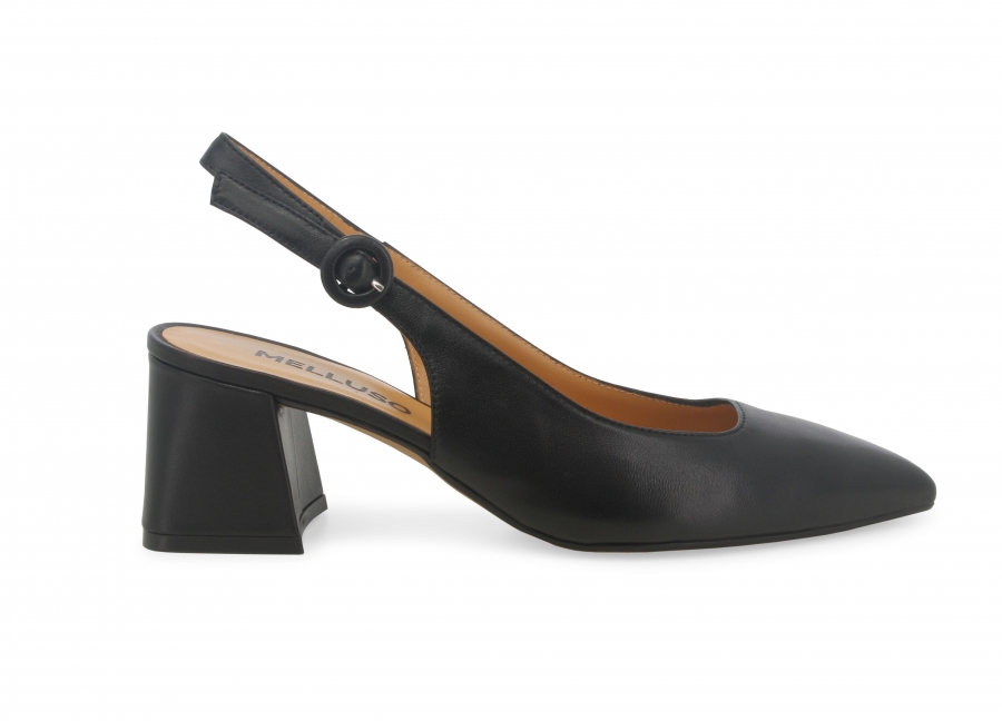 Décolleté donna slingback in pelle nero d179z