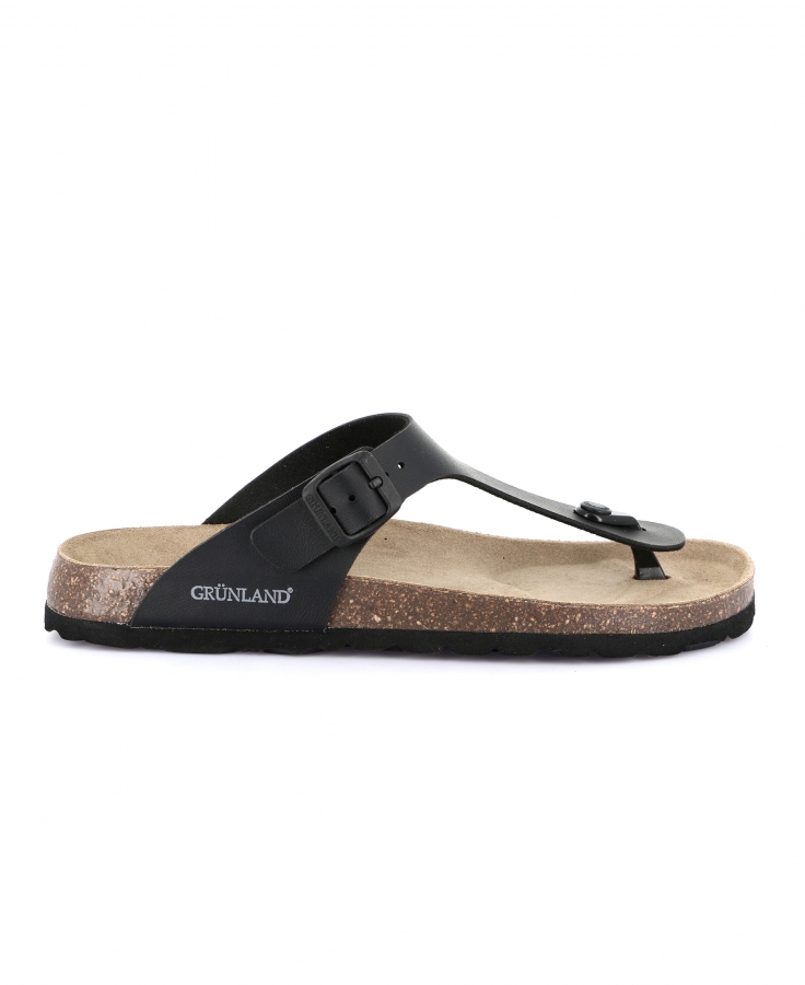 GRUNLAND BOBO CC0007 nero nero ciabatte uomo infradito anatomiche fibbia