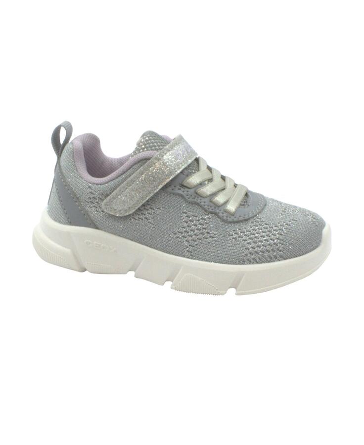 GEOX J25DLD 25/27 silver lilac argento scarpe bambina sneakers strappo lacci elastici traspiranti