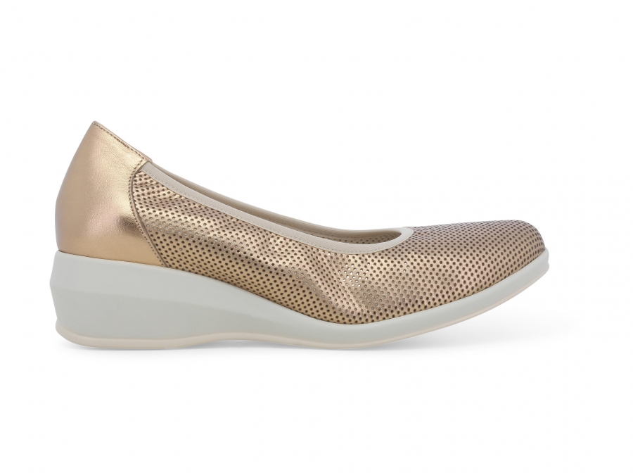 Dècolletè donna comodo in pelle laminato nude r30611z