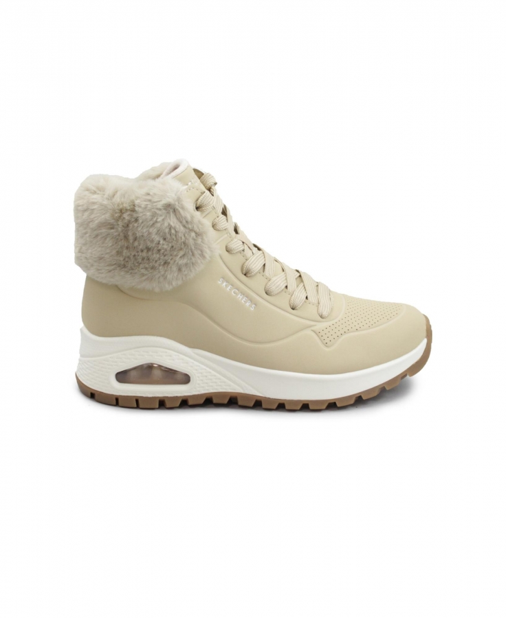 SKECHERS 167274 SAND UNO RUGGED FALL AIR sand sabbia scarpe donna scarponcino lacci zip doposci