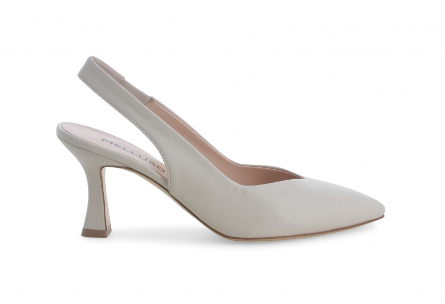 Décolleté donna slingback in pelle milk d168zv