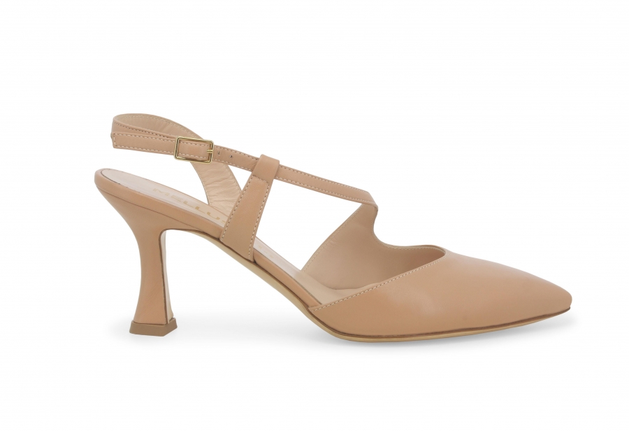 Décolleté donna slingback in pelle nude e1634zv