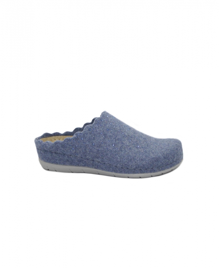 GRUNLAND PRAU CI1544 indaco blu pantofole donna feltro re-soft strass