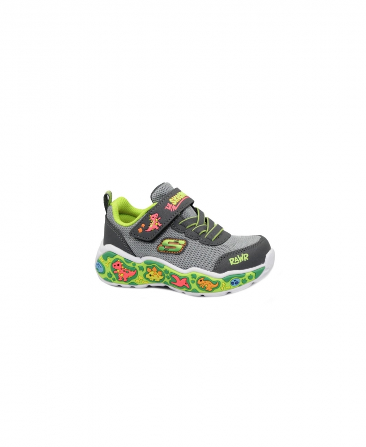 SKECHERS 407312N PLAY SCENE chrcl lime grigio scarpe bambino sneakers strappo elastico