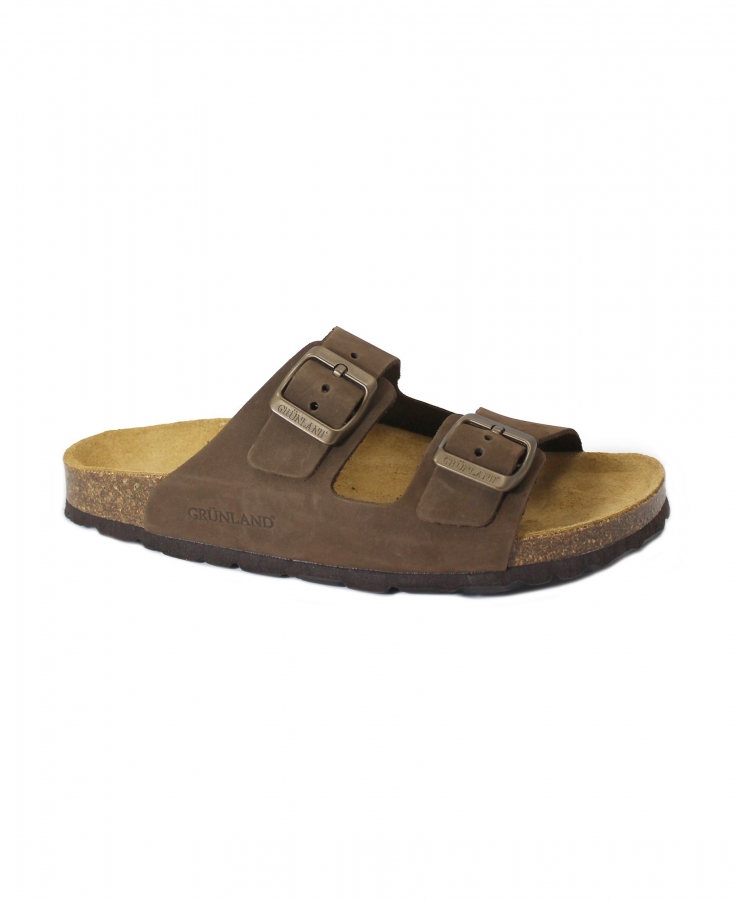 GRUNLAND SARA CB0003 marrone ciabatta donna sughero pelle fibbie birk
