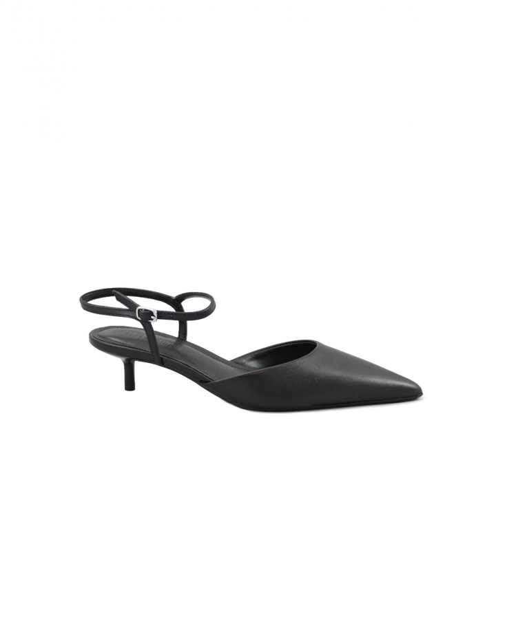 STEVE MADDEN ADELAIDE black leat nero scarpe decolletè donna pelle tacco cinturino punta