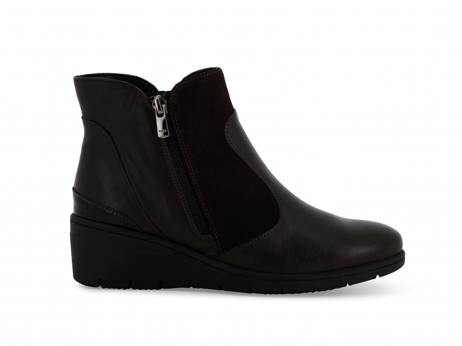 Stivaletto donna comodo in pelle marrone k91624z