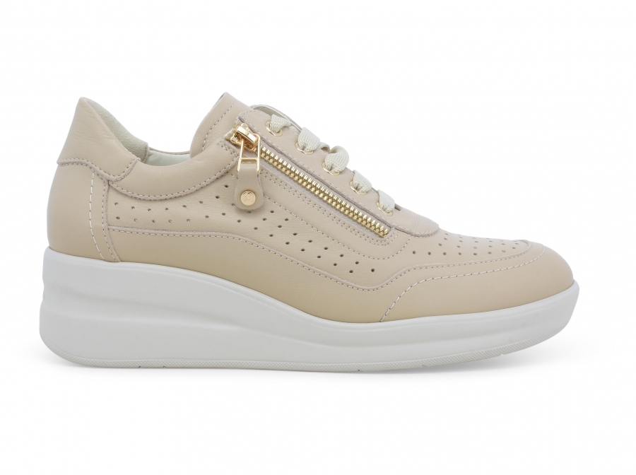 Sneakers donna in pelle latte macchiato r20250z