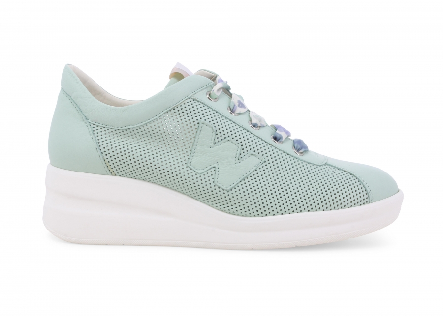Sneakers donna in pelle verde acqua r20245z