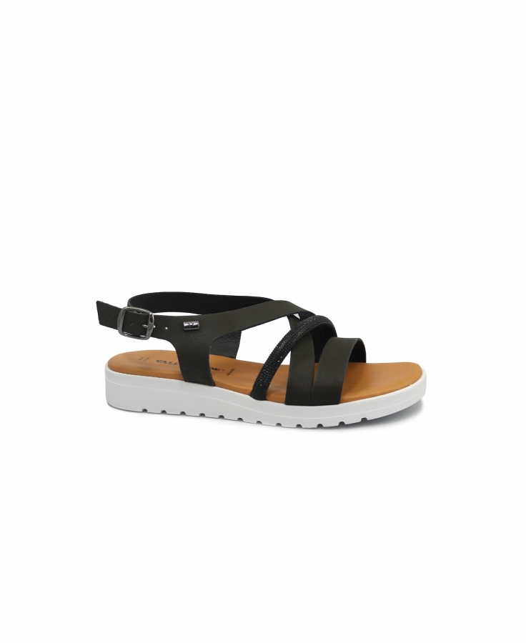 VALLEVERDE 24107 nero sandali donna zeppetta fibbia strass