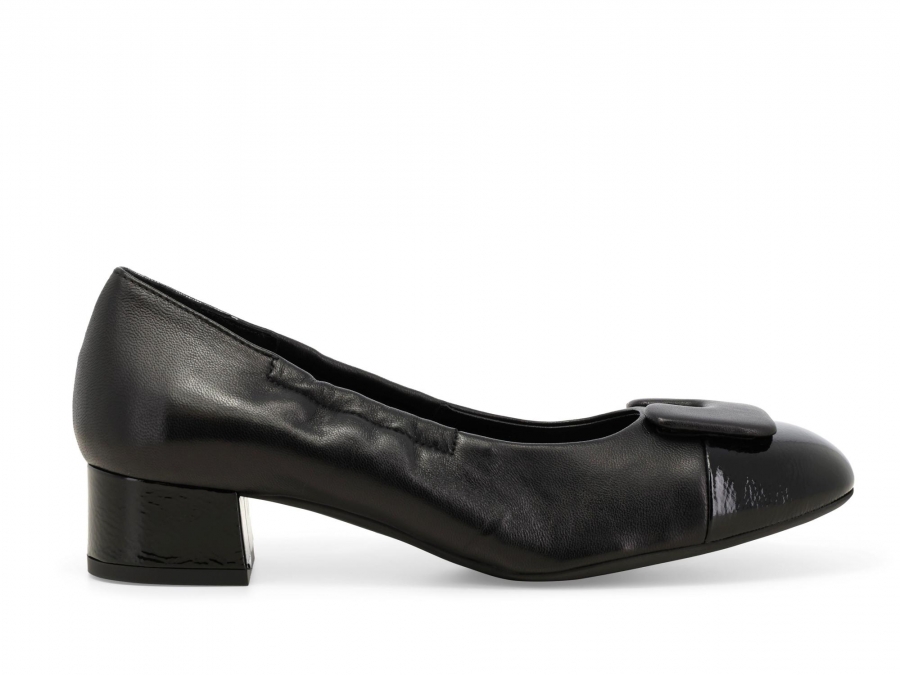 Décolleté donna in pelle e vernice nero a260