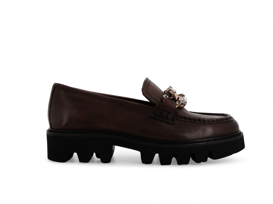 Mocassino donna in pelle marrone k36027z