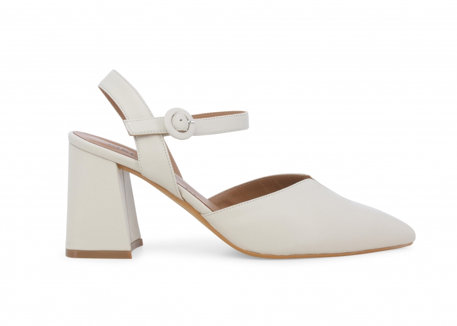 Décolleté donna con cinturino in pelle beige v412z