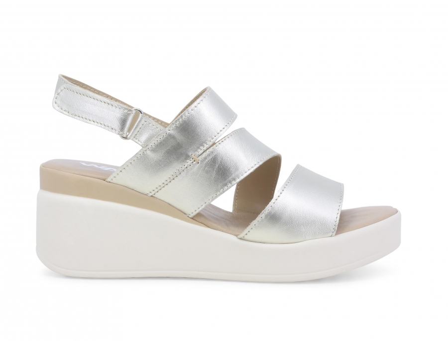 Sandalo donna comodo il pelle platino 019147z
