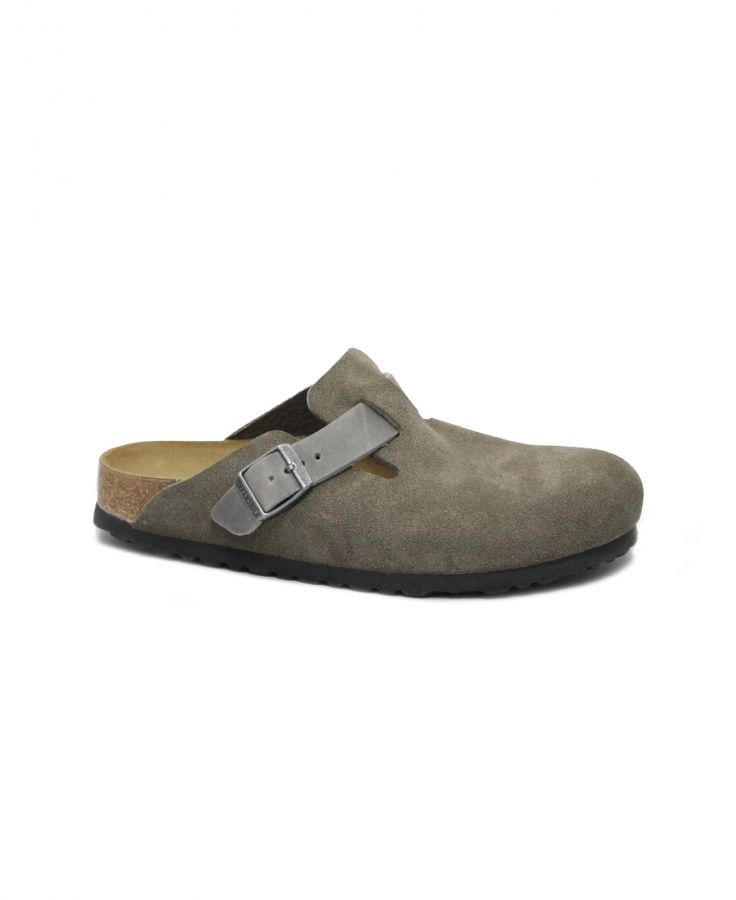 BIRKENSTOCK BOSTON BS 1029193 concrete gray grigio ciabatta zoccolo donna fibbia camoscio