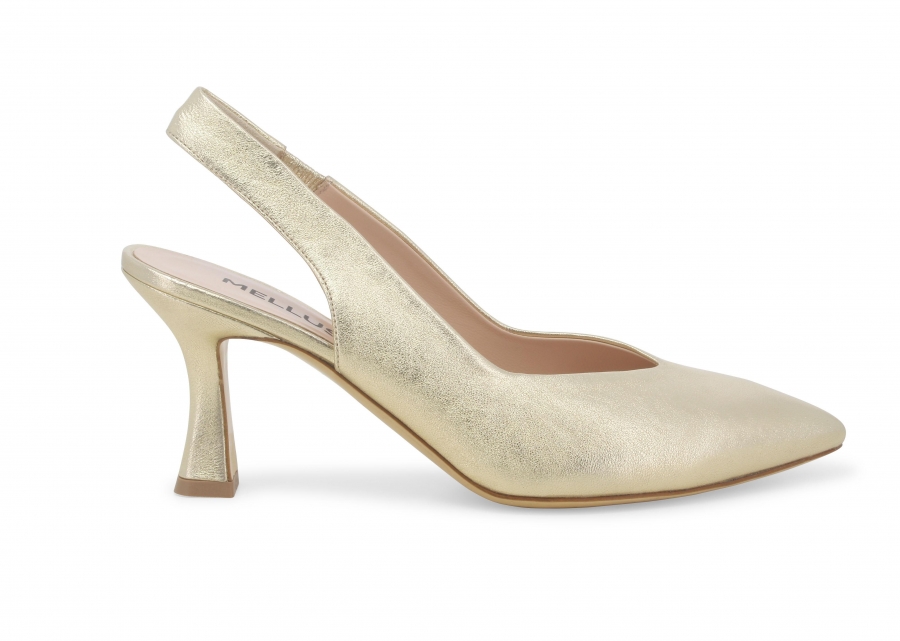 Décolleté donna slingback in pelle platino d168zv