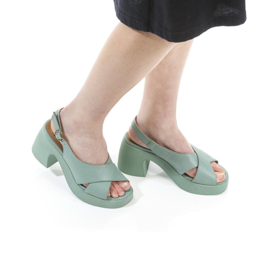 Sandalo con tacco verde acqua - 35