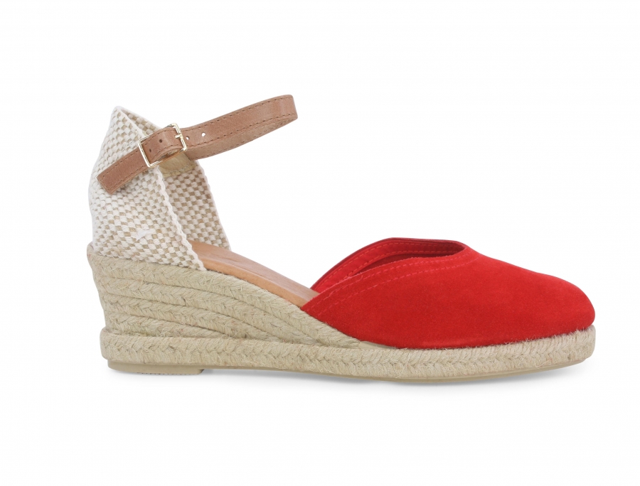 Espadrillas donna in tessuto rosso 018206z
