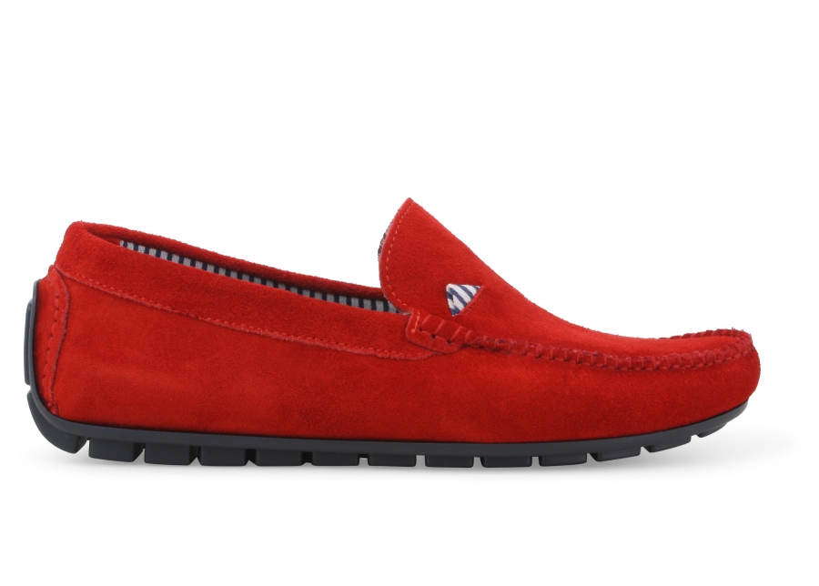 Mocassino uomo in camoscio rosso u16017z