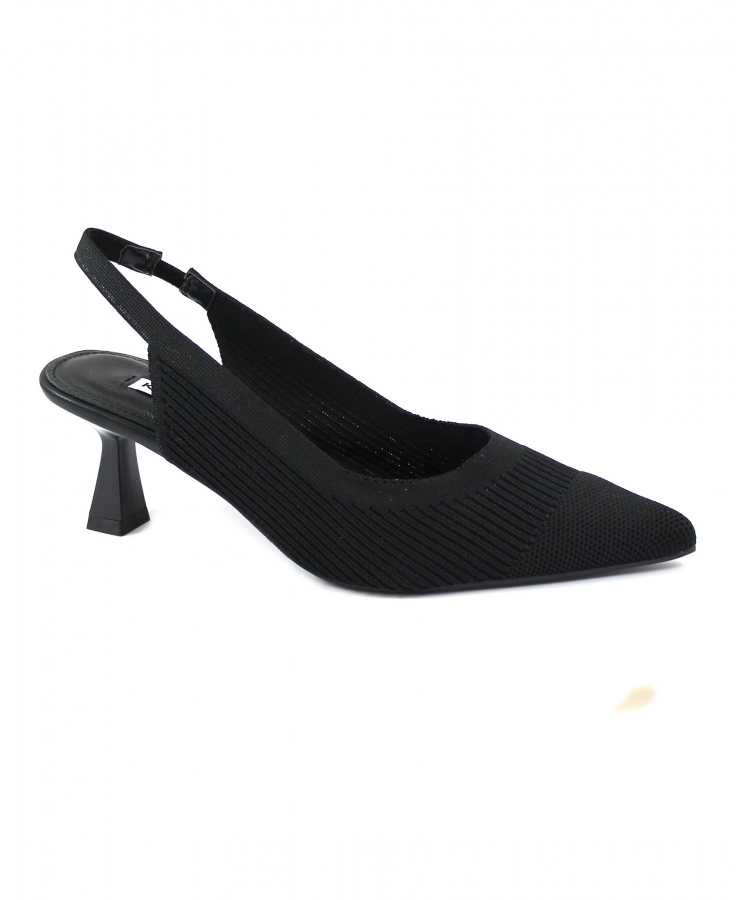KEYS 10770 black nero scarpe donna decolletè tacco punta elastico tessuto