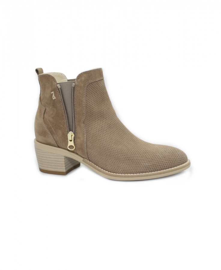 NERO GIARDINI E615120D 442 VELOUR mou beige stivaletti donna zip fori tacco elastici camoscio