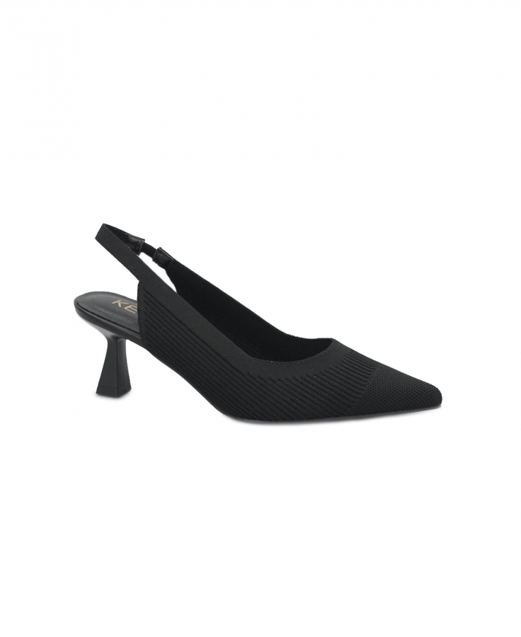 KEYS 10770 black nero scarpe donna decolletè tessuto elastico tacco