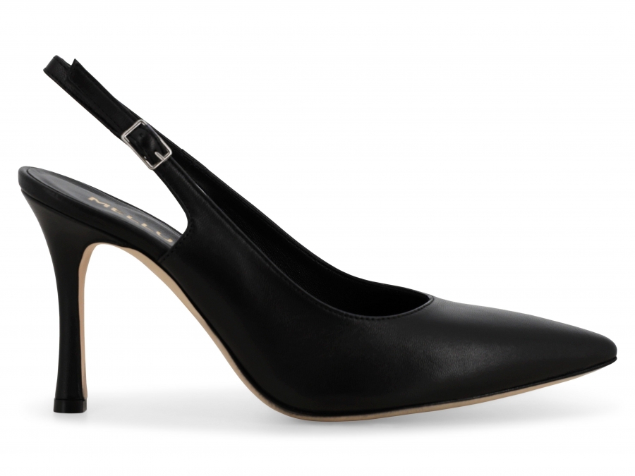 Décolleté donna slingback in pelle nero d188q