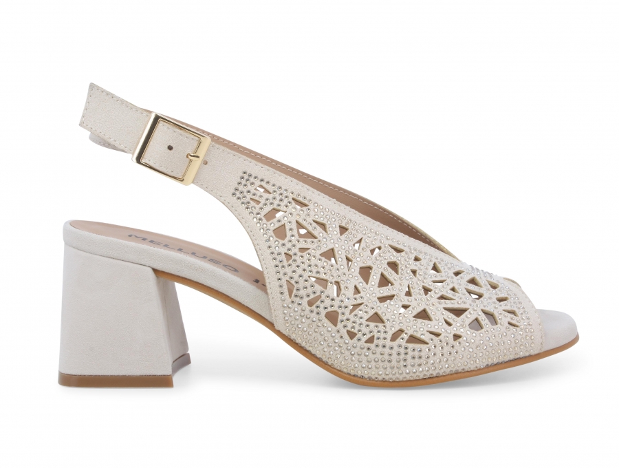 Sandalo donna comodo in camoscio beige n653