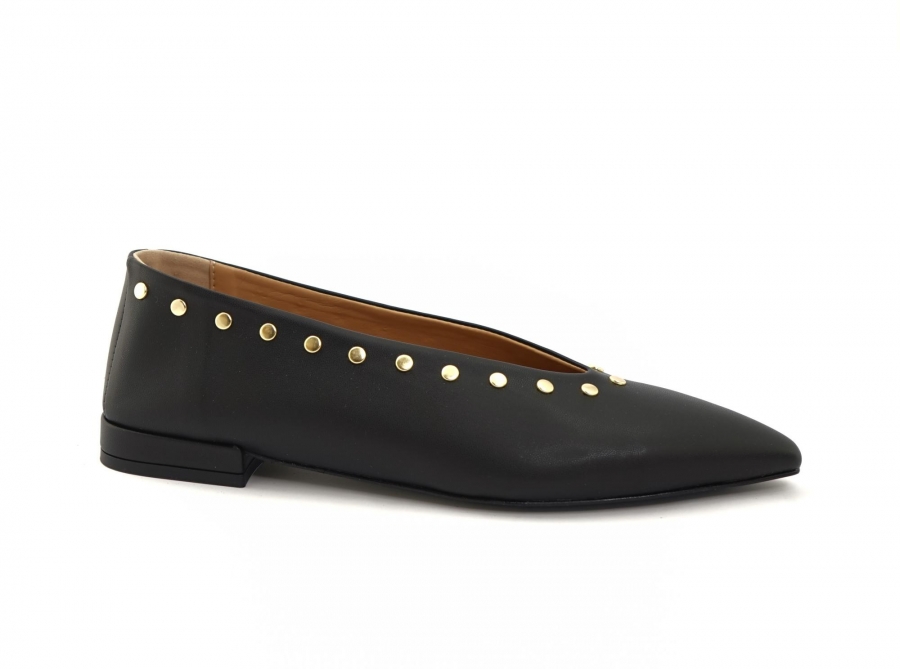 VSI BALLET ballerine vegan accollate nere mais punta borchie Made in Italy